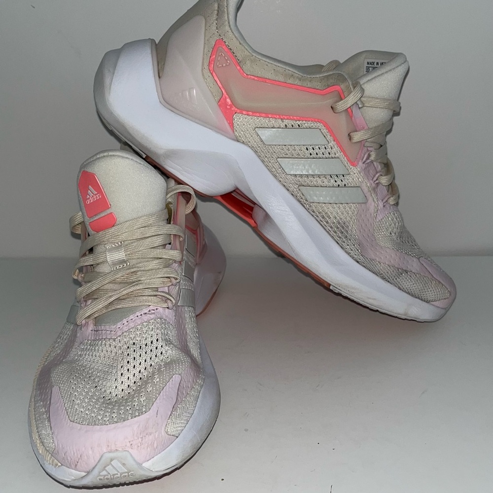 Adidas Pink and Cream Athletic Shoes with Breathable Mesh